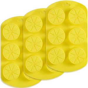Newk Stampo in silicone a forma di frutta, 4 confezioni, 6 cavità al limone, antiaderente per uso alimentare, per sapone, cubetti di ghiaccio, caramelle, fondente, cioccolato