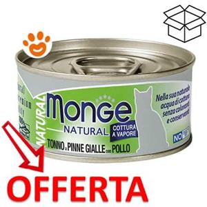 Monge Cat Natural Tonno a Pinne Gialle con Pollo - Lattina da 80 Gr - CONFEZIONE RISPARMIO
