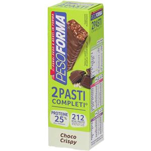 Pesoforma Barrette Proteiche Choco Crispy - Pasto Sostitutivo con Vitamine e Magnesio - Pack da 6 (12 Barrette)