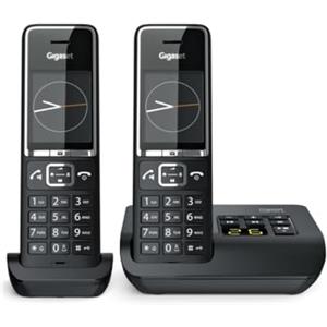 Gigaset Comfort 550 Duo Black Cordless con SEGRETERIA ED AGGIUNTIVO - Cordless DECT/Gap con segreteria Tempo Registrazione Fino a 30 Minuti