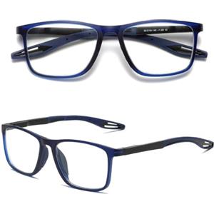 Hubeye Occhiali da lettura sportivo da uomo e donna Lettori ultraleggero TR90 Confortevole Flessibile Occhiali anti luce blu (Blu, 2.25)