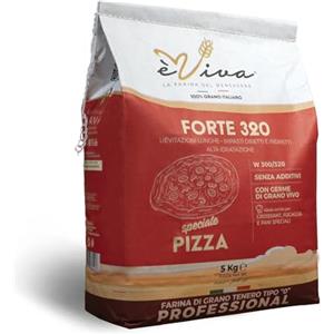 Agricola Piano - Forte 320 | Farina di grano tenero Tipo 0 kg 5, 100% Italiana, Per Pizza Contemporanea, Senza Additivi, Con Germe di Grano Vivo - Alta Idratazione