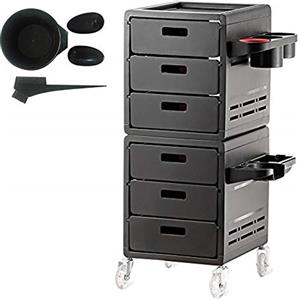 ZD Salon Trolley Salone Carrello Parrucchiere Mobili Strumento, Portaoggetti Cassetti Stoccaggio Carrelli Parrucchieri Carrello Estetista Ruote Vassoio Spa Bellezza Capelli Barber(Supporto Asciugacapelli),Black