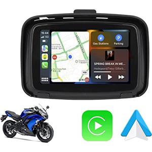 WOOYI Navigatore per Moto, IPX7 Impermeabile per Esterni, Touch Screen HD da 5 Display Leggibile alla Luce Solare carplay wireless android moto Supporto per Tutte Le Lingue