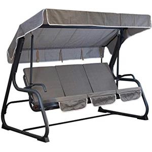 TECNOWEB Cuscini per Dondolo 4 posti Sfoderabile - Incluso Anche Il tettuccio Coordinato - 100% Made in Italy - Ideale per Esterni (Giardini e Cortili) - Telaio Non Incluso