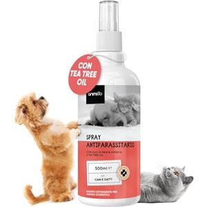 animigo Antiparassitario per Gatti Cani 500ml, Spray Antipulci per Cani e Gatti Ricco di Oli Naturali, Antiparassitario Cane e Gatto Contro Pulci, Zecche, Pidocchi, Zanzare, Antipulci Cane e Antipulci Gatto