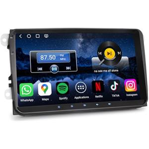 Erisin 9 pollici Android 14 Autoradio 2 Din GPS Navigatore per VW T5 Passat Golf 6 Polo Touran Sharan Seat Skoda CarPlay Android Auto Bluetooth DAB+ WiFi OBD2 RDS FM Schermo tattile 8-Core 4GB+64GB