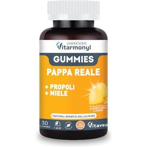 VITARMONYL PAPPA REALE GUMMIES - Con Propoli e Miele - Con Propoli e Miele - Facili da assumere - Per i Bambini +3 - Energia e Vitalità - 30 Gummies - Gusto Limone