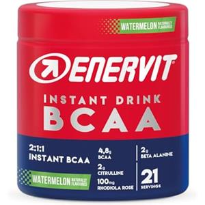 Enervit, Instant Drink BCCA Watermelon, Integratore Istantaneo con BCAA e Rhodiola Rosea, Adatto Durante lo Sport, Per Ridurre il Senso di Fatica, Gusto Anguria, Barattolo da 280g