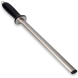 Navaris acciaino diamantato affilacoltelli - affila coltelli in Diamante Ovale Asta Lunga 31cm - acciarino per Diversi Tipi di Coltello Nero