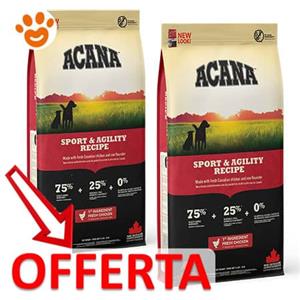 Acana Dog All Breeds Sport e Agility - Offerta [PREZZO A CONFEZIONE] Quantità Minima 2, Sacco Da 11,4 Kg