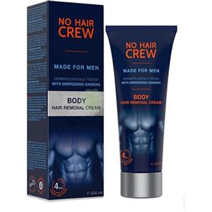 NO HAIR CREW Crema Depilatoria Corpo per Uomo - 200ml, Rimozione Peli per Gambe, Petto, Schiena, Braccia e Ascelle