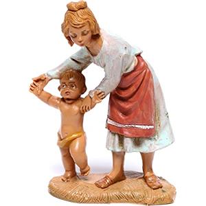 Holyart Pastorella con Bimbo Che Cammina presepe Fontanini 10 cm