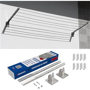 Generico Minutex Coppia Bracci per Stendibiancheria a Parete, Pieghevoli Salvaspazio, Staffe da Muro Ribaltabili, in acciaio zincato, con tasselli inclusi 100% MADE IN ITALY