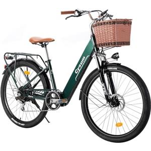 cysum cityrun bicicletta elettrica, 20'' 26'' Bici Elettrica per adulto uomo donna, 250w motore 25km/h, E-Bike con batteria al litio 36v 10ah (verde-26)
