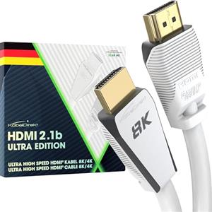 KabelDirekt - Cavo 10K & 8K HDMI 2.1b Ultra Edition per le massime prestazioni - 1 m (Ultra High Speed, 8K@60Hz/4K@144Hz, compatibile con PC/Gaming/PS5/Xbox, certificato HDMI, bianco)