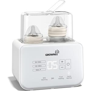 GROWNSY Scaldabiberon Scaldabaschette per bambini, sterilizzatore per biberon 8 in 1Fast riscaldamento e sbrinamento, senza BPA, con display LCD (Biancocrema)