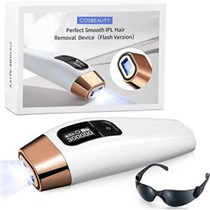 COSBEAUTY Epilatore Luce Pulsata IPL, Laser Epilatore Donna Uomo Perfetto, 2 Modalità 5 Livelli, Portatili Epilatore Laser per Corpo, Viso, Bikini, Ascelle, con Occhiali da Sole (Bianco sporco)