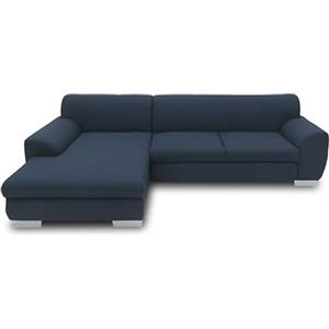 DOMO. collection Divano angolare Nika, divano angolare a forma di L, set angolare moderno, divano ad angolo, 277 x 156 x 78 cm (larghezza x profondità x altezza), blu
