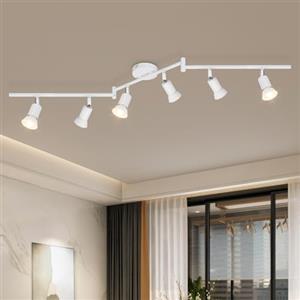 Dehobo GU10 Faretti LED da Soffitto Orientabili 6 Luci-Lampadario Bianco | Lampadario da Soffitto Moderna Metallo, Faretti LED Soffitto per Plafoniera Soggiorno Camera da Letto -Lampadina Non Inclusa