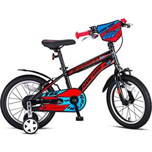 GERONI Bici Bicicletta Bambino X-Force 16'' Pollici MTB Mountain Bike bimbo Freni V-Brake con rotelle stabilizzatori (Nero)