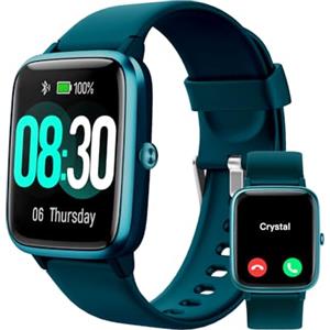 GRV Smartwatch Uomo Bluetooth Chiamate Notifiche Messaggi e WhatsAPP Touchscreen Pedometro Cardiofrequenzimetro Ossigenazione Activity Tracker Promemoria Sedentarietà Giochi per Android iOS Blu
