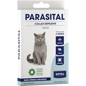 Zotal Parassital - Collare antiparassitario per gatti, protezione fino a 4 mesi, con oli essenziali naturali, repellente per zanzare, pulci e zecche (confezione da 1)
