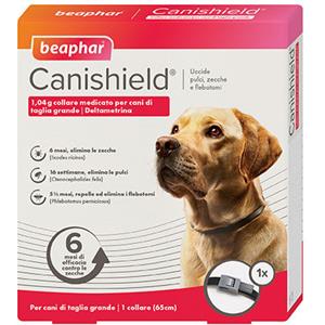 Beaphar Canishield Collare Antiparassitario Grande 65 cm - Protezione contro Pulci, Zecche e Flebotomi