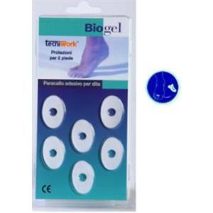 TECNIWORK Biogel Paracallo Autoadesivo Grande - 6 Pezzi in Gel Morbido con Foro Centrale per Protezione Alluce e Tallone