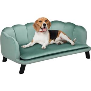 PawHut Divano per Cani Taglia Medio-Grande max. 32kg con Rivestimento Verde Sfoderabile e Lavabile