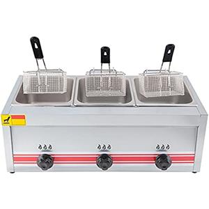 Deep Fryer Friggitrice A Gas da 10/20/30 Litri, Friggitrice Multifunzione A GPL, Potenza di Fuoco Regolabile, Friggitrice A Gas Professionale, Cestello E Coperchio Staccabili in Acciaio Inossidabile