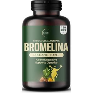 Krealis Bromelina Forte Drenante - 5000 GDU/g, Bromelina, PURA da Ananas, Drenante Forte, Azione Anticellulite e Detox, Bromelina Plus Drenante Gambe, Made in Italy
