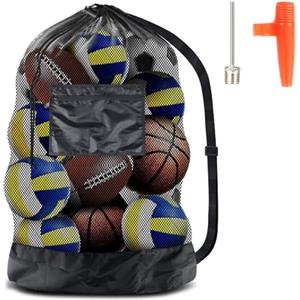BNOYONERAS Sacca in Rete Porta Palloni, Borsa da Calcio in Rete, Mesh Ball Bag Large, Sacca in Rete per Palloni da Calcio con Tasca Laterale con Cerniera per Palloni da Calcio per Basket Volley Rugby, 24*36in