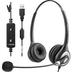 Wantek 602N Cuffie USB/Type-C Con Microfono Antirumore - Stereo Compatte Con Controllo Chiamate, Comode Per Computer, Laptop, Call Center
