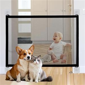 PETCUTE Cancelletto per Cani da Interno,Magic Gate per Cani,Barriera di Sicurezza Estensibile,Cancelletto di Sicurezza per Bambini/Cani/Scale,Guardia di Sicurezza installare Ovunque