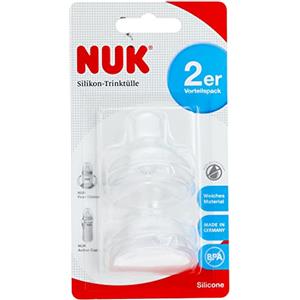 NUK First Choice - Set di 2 beccucci in Silicone morbidi combinabili con tutte le bottiglie, 6-18 mesi