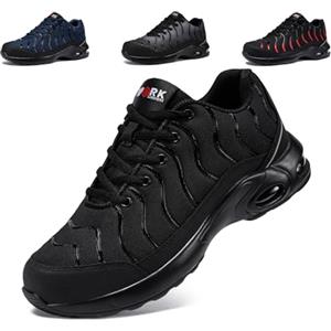 LARNMERN Scarpa Scarpe Antinfortunistiche Scarpa Antinfortunistica Antinfortunistiche Uomo Donna Larga Leggere Scarpe da Lavoro Comode Estive Ammortizzazione (Nero Carbone,47EU Larga)