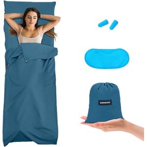 flintronic Fodera per Sacco a Pelo 210 x 75 cm, Sacco a Pelo da Campeggio Portatile con Fessura per Cuscino, Sacco a Pelo da Viaggio Leggero per Campeggio Picnic Escursionismo Ostelli, Blu