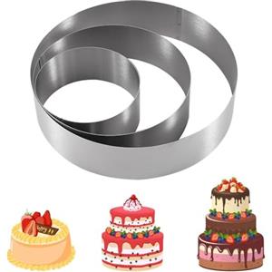 Anicy 3 PCS coppapasta tondi, Coppa Pasta di Acciaio, Anello per Torte Altezza 4.5cm, coppapasta per Torte di Pan di Spagna, Torte Mousse, Pasticcini, Dessert, Diametro 10/15/20 cm