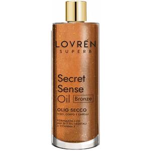 Lovren Superb Secret Sense Oil Bronze 100ml - Olio Secco Illuminante per Viso, Corpo e Capelli con Glitter Dorati