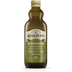 Costa d'Oro - Il Biologico 1L. Olio extravergine di oliva non filtrato, estratto a freddo, prodotto secondo i metodi della filiera biologica. Bottiglia da 1 litro.