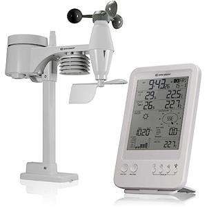 Bresser Stazione Meteorologica, 38.8 x 15 x 28 Cm, Bianco | Temperatura interna ed esterna, umidità, pluviometro, anemometro, previsioni meteo, avviso gelo, ora DCF