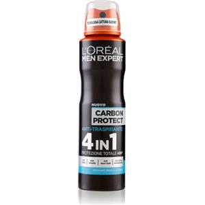 L'Oréal Paris Men Expert Deodorante Spray Carbon Protect 150 ml - Protezione Totale 48H, Tecnologia 4 in 1, Anti Odori e Anti Umidità