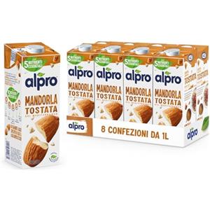 ALPRO CLASSICO, Bevanda Alla MANDORLA, Alternativa Vegetale al Latte, Naturalmente Senza Lattosio, con Vitamine B2, B12 E D2, E - 8 confezioni x 1 Litro