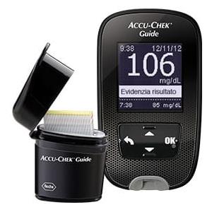 Accu-Chek Guide Kit - Misuratore di Glicemia con Flacone Anti-Rovesciamento e Illuminazione