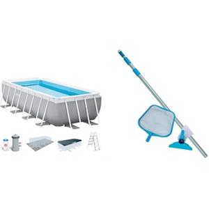 Intex 26792NP - Piscina Fuori Terra Prisma Frame Rettangolare, Pompa Filtro 3785 L/h & Pool maintenance kit - pool accessories - pool cleaning set - 2 pieces