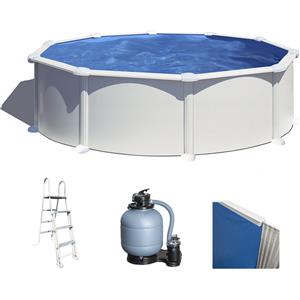 GRE Piscina Fuori Terra Rotonda in Acciaio Atlantis Ø460 x 132cm - Capacità 19440L, Filtro a Sabbia, Colore Bianco