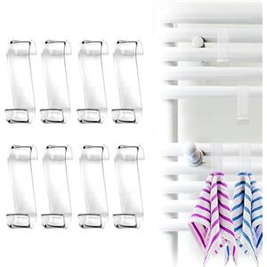 Fengxunzmm 8 Pezzi Ganci Termoarredo Bagno, Appendini per Termoarredo, Gancio per Radiatore in Plastica, Gancio per Scaldasalviette, Gancio per Radiatore Bagno, datto per Bagno e Cucina Ganci (Trasparente)