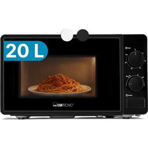 Clatronic® Forno a microonde con vano cottura da 20 l e illuminazione per camera di cottura, Microwave con 6 livelli di potenza, Microonde con timer da 30 minuti, Microonde con piatto girevole Ø 24,5