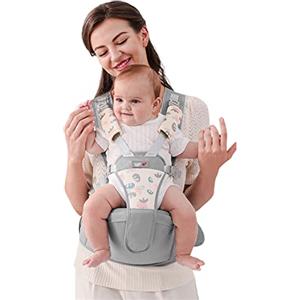 SONARIN Semplice Hipseat Marsupio,Marsupio Neonati con Sedile Multifunzionale Traspirante Portantina Ergonomico Porta Bambino Fascia Porta Bebè per Neonati Bambini 0-36 Mesi(Grigio)